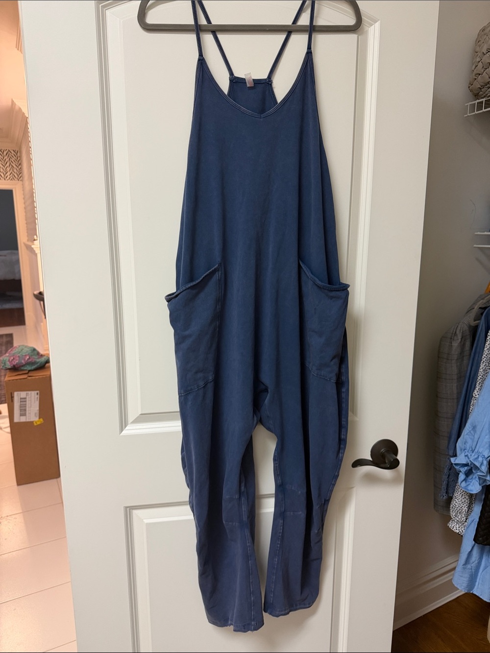 FP Movement by Free People Indigo Blue Easy Tank Jumpsuit Overalls